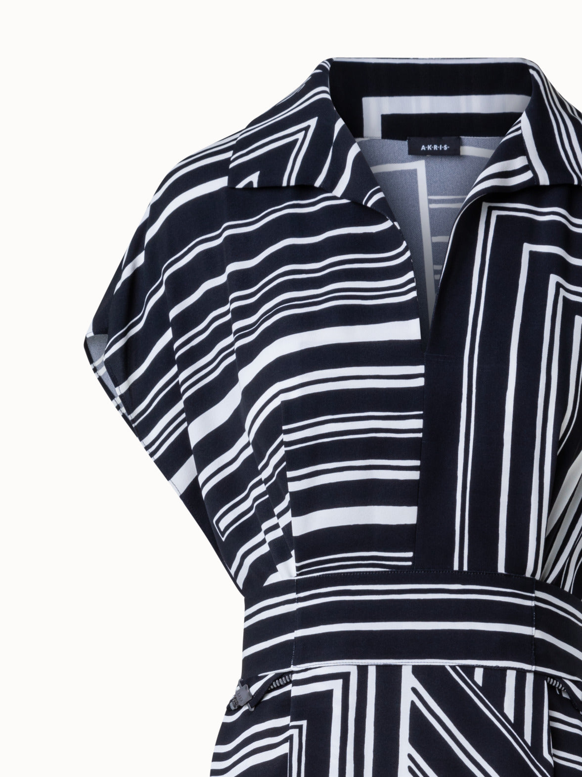 Silk Tunic Dress with Lizzi's Lines Print - multicolor - black