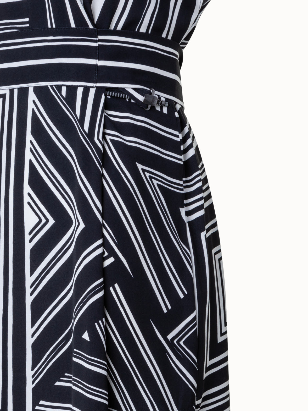 Silk Tunic Dress with Lizzi's Lines Print - multicolor - black