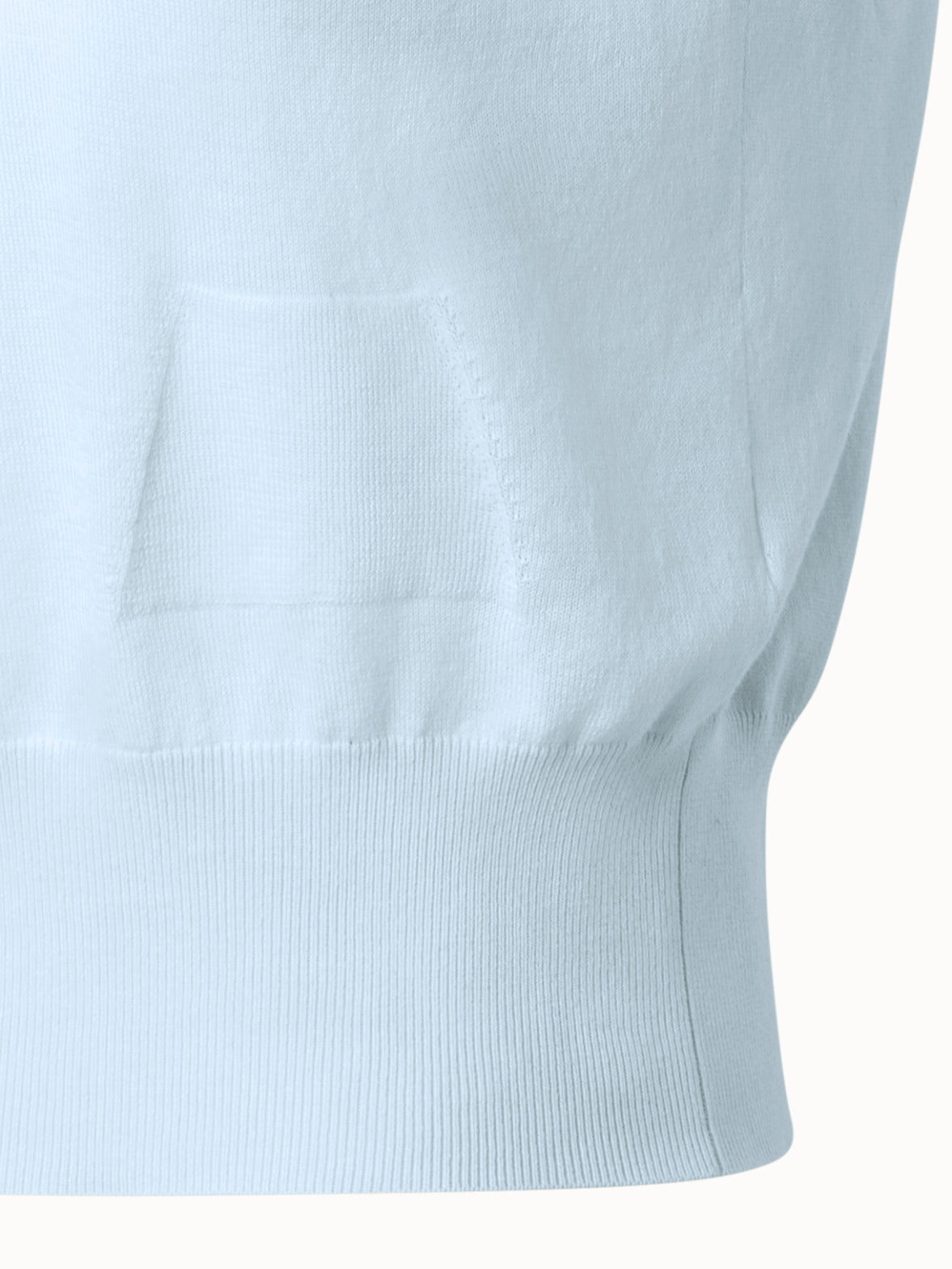 Sea Island Cotton Knit Top with V-Neck - blue