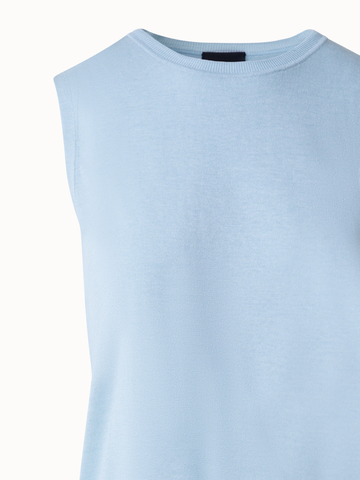 Knit Top in Silk Cotton with Semi-Sheer Sides - blue