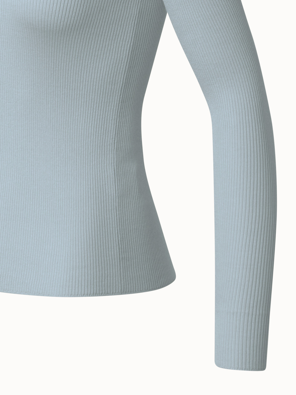 Silk Cotton Fine Rib V-neck Sweater - blue