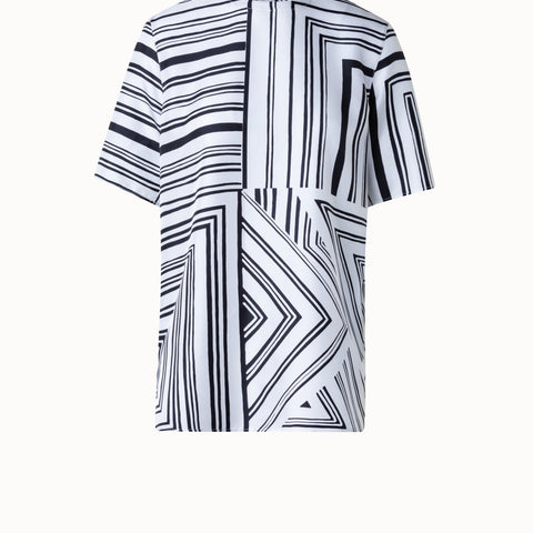T-Shirt-Bluse aus Seide mit Lizzi's Lines Druck