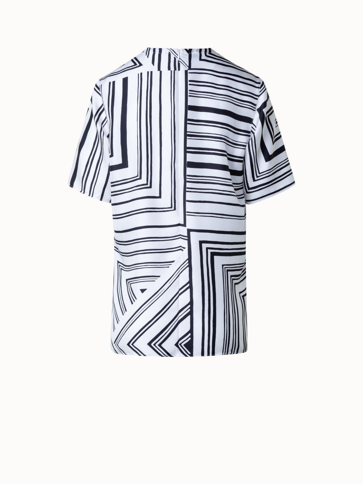 Silk T-Shirt Blouse with Lizzi's Lines Print - ecru - multicolor - black