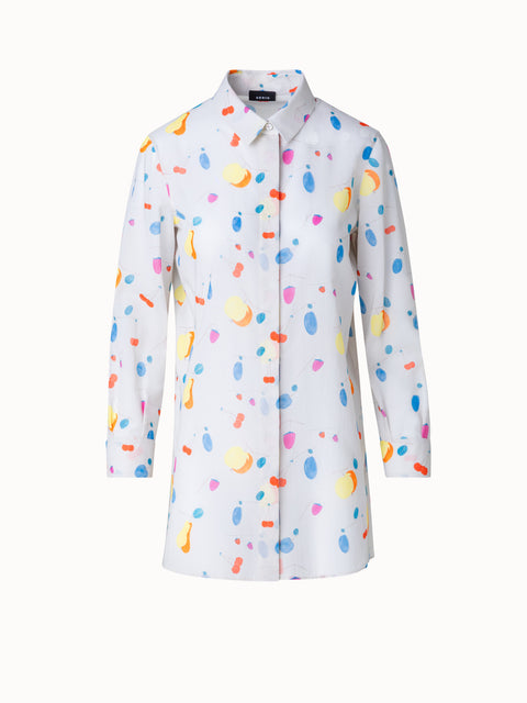 Cotton Voile Tunic Blouse with Fruits Print