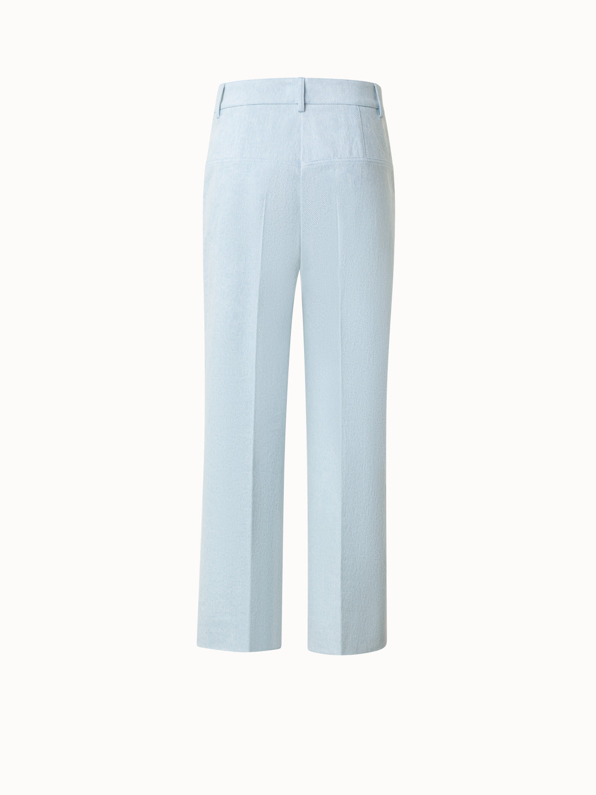 Cropped Cotton Denim Wide Leg Pants - blue