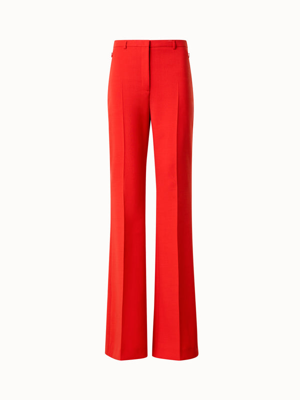 Wool Double-Face Bootcut Pants - red