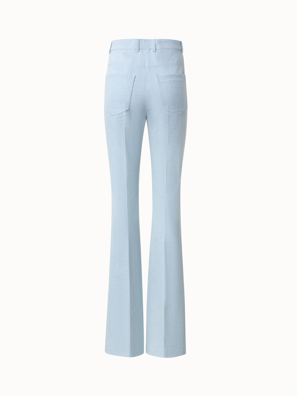 Cotton Denim Bootcut Pants - blue