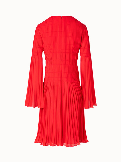 Short Pleated Dress with Long Flared Sleeves