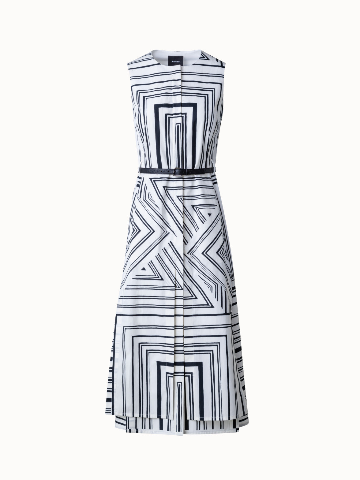 Cotton Midi Dress with Lizzi's Lines Print - ecru - multicolor - black