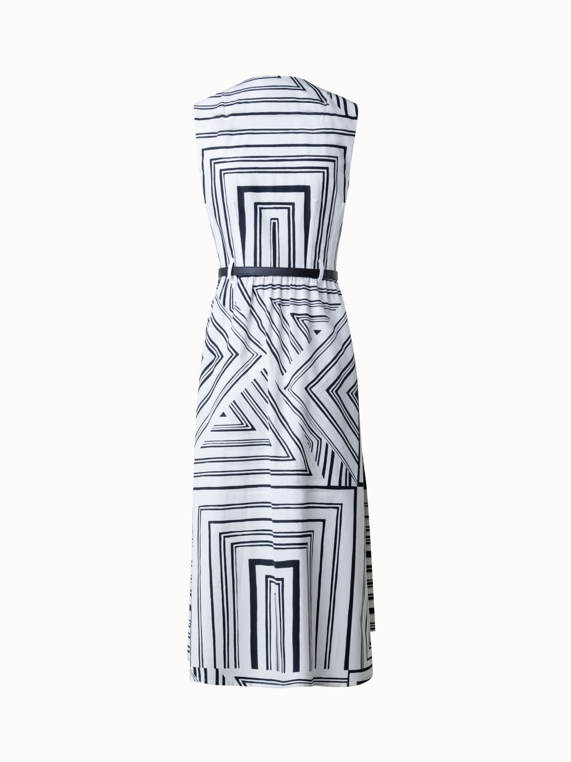 Cotton Midi Dress with Lizzi's Lines Print - ecru - multicolor - black