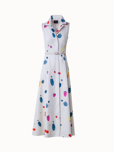 Cotton Midi Dress with Fruits Print