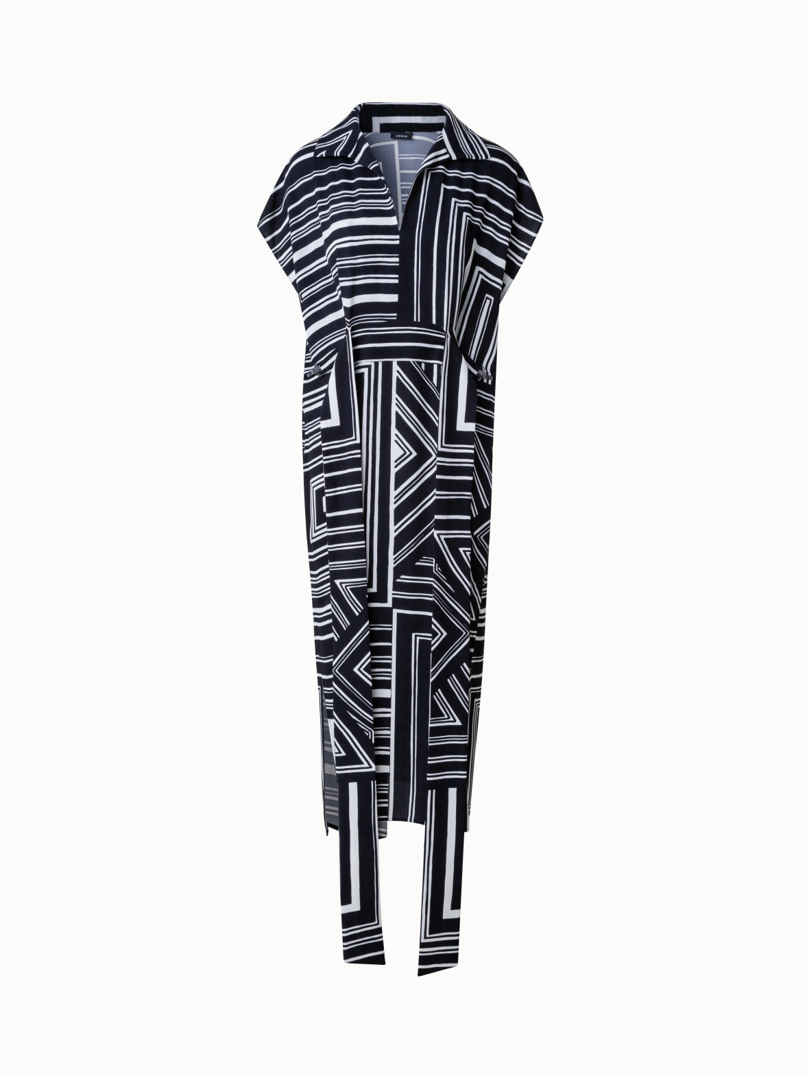 Silk Tunic Dress with Lizzi's Lines Print - multicolor - black