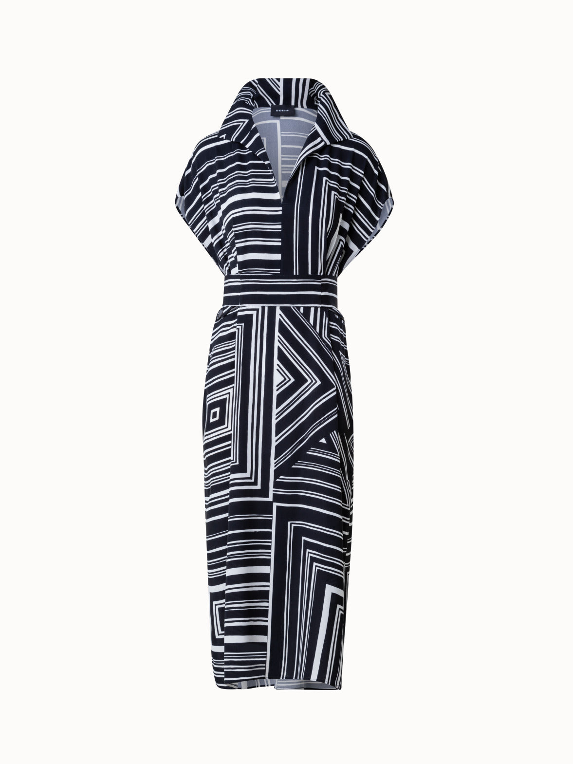 Silk Tunic Dress with Lizzi's Lines Print - multicolor - black