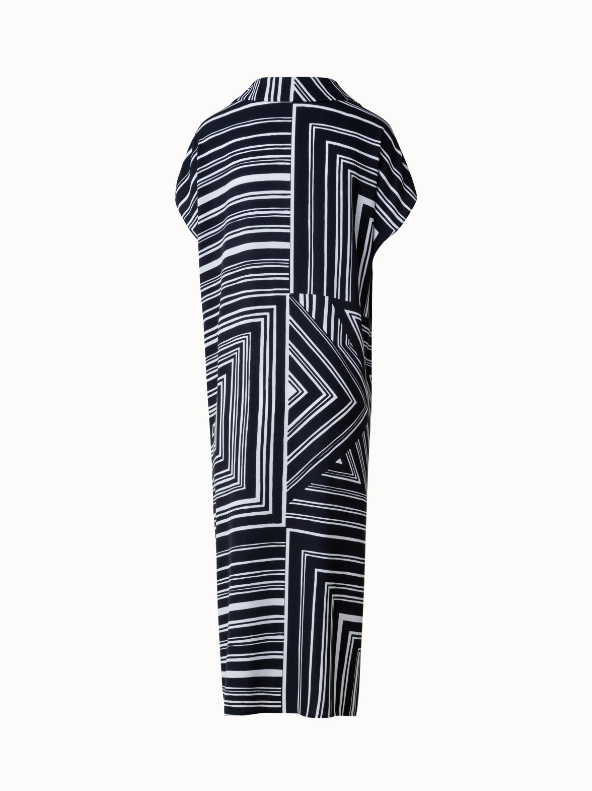 Silk Tunic Dress with Lizzi's Lines Print - multicolor - black