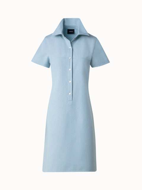Cotton Silk Double-Face Polo Shirt Dress