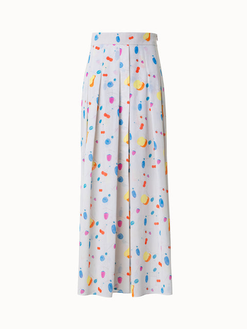 Midi Cotton Voile Pleated Skirt with Fruit Print