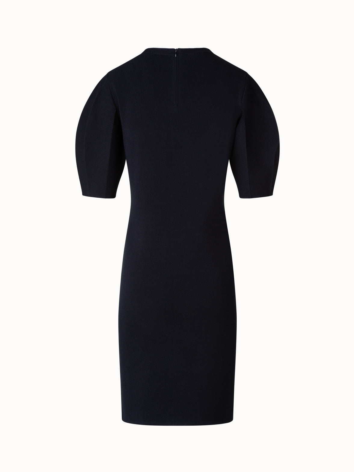 Short Knit Dress with Short Volume Sleeves - black
