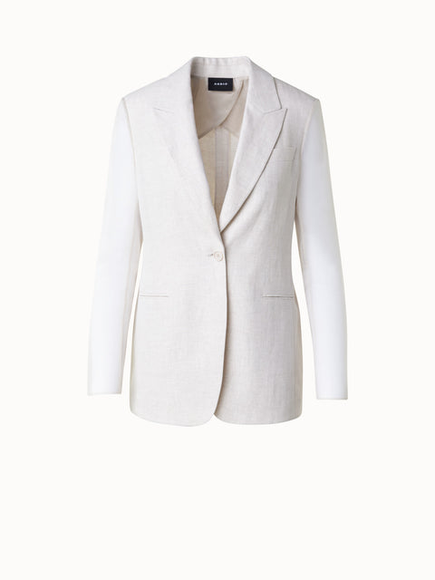Linen Jacket with Semi-Sheer Organza Sleeves