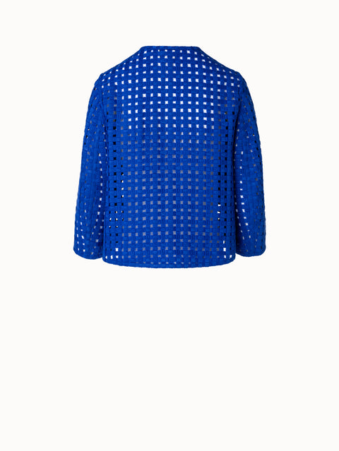 Short Jacket in Wool Grid Embroidery