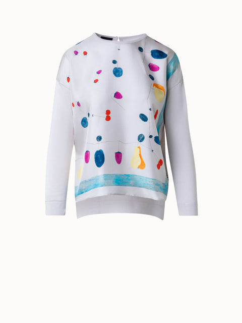 Silk Sweater with Fruits Print