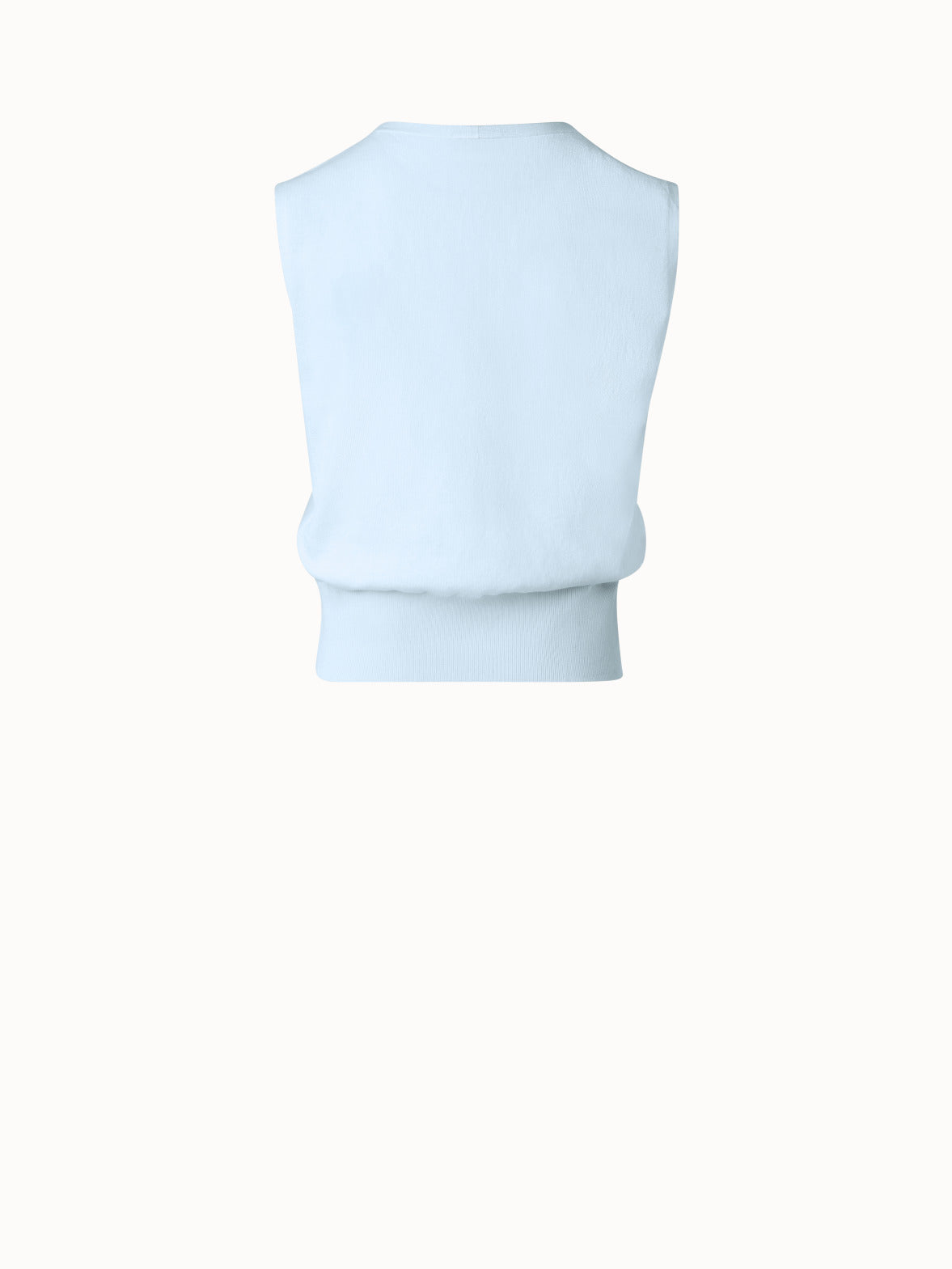Sea Island Cotton Knit Top with V-Neck - blue