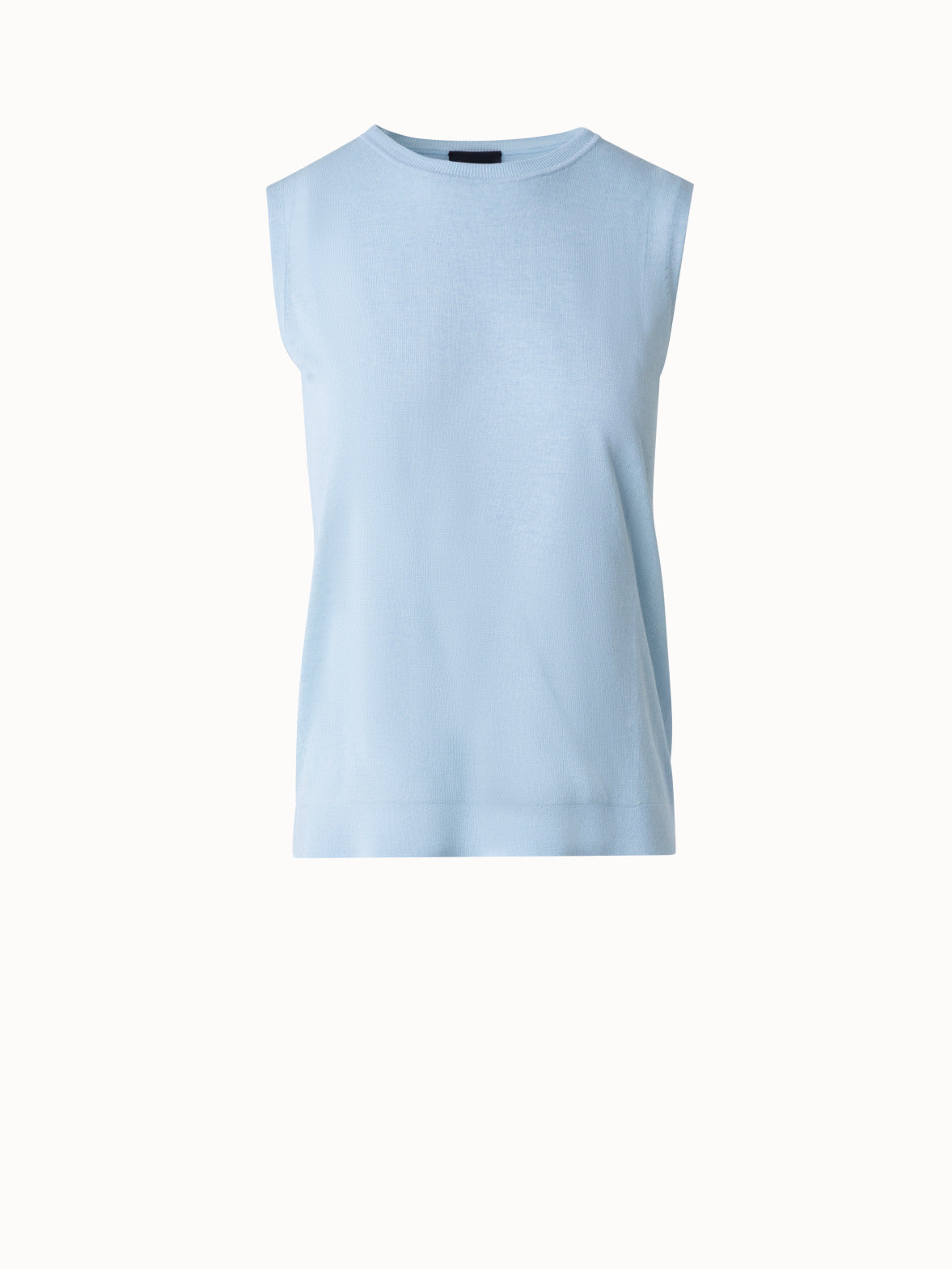 Knit Top in Silk Cotton with Semi-Sheer Sides - blue
