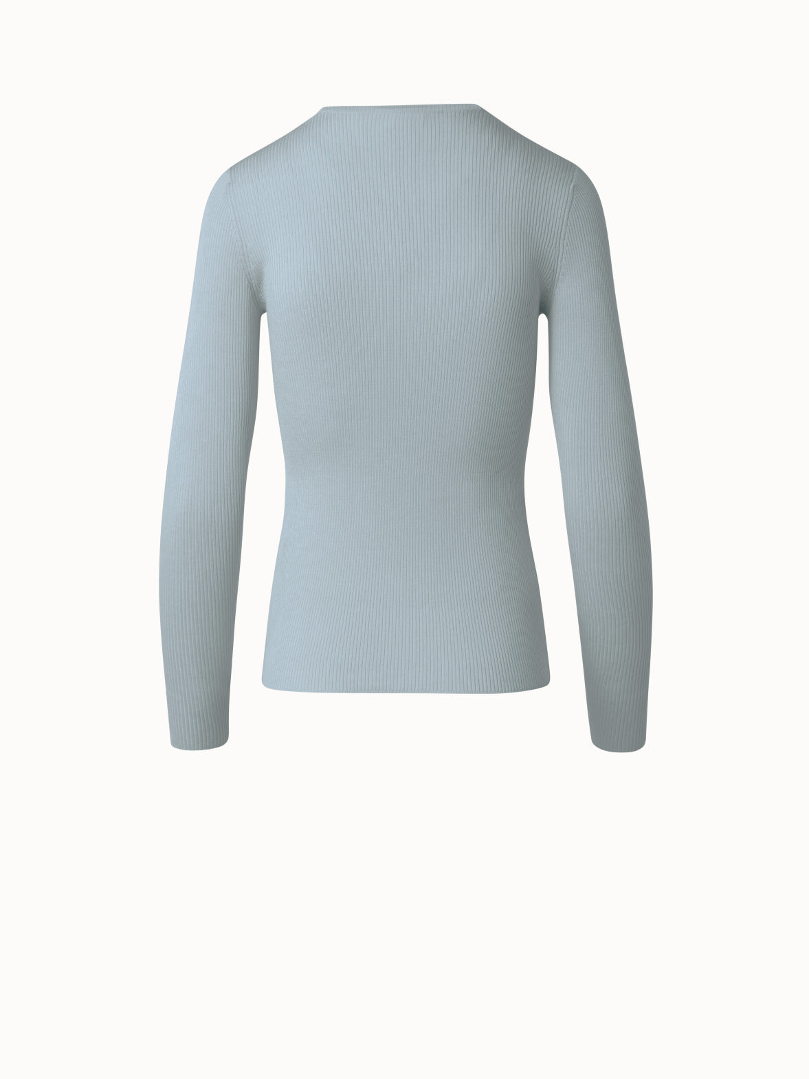 Silk Cotton Fine Rib V-neck Sweater - blue