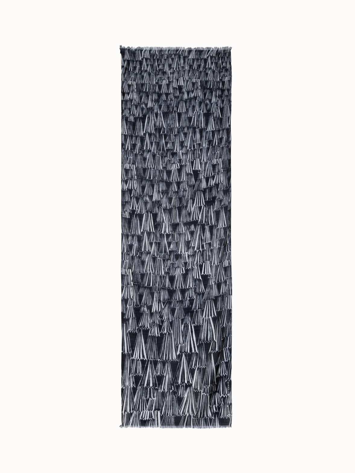 Cashmere Silk Scarf with Asagao Print - black - multicolor