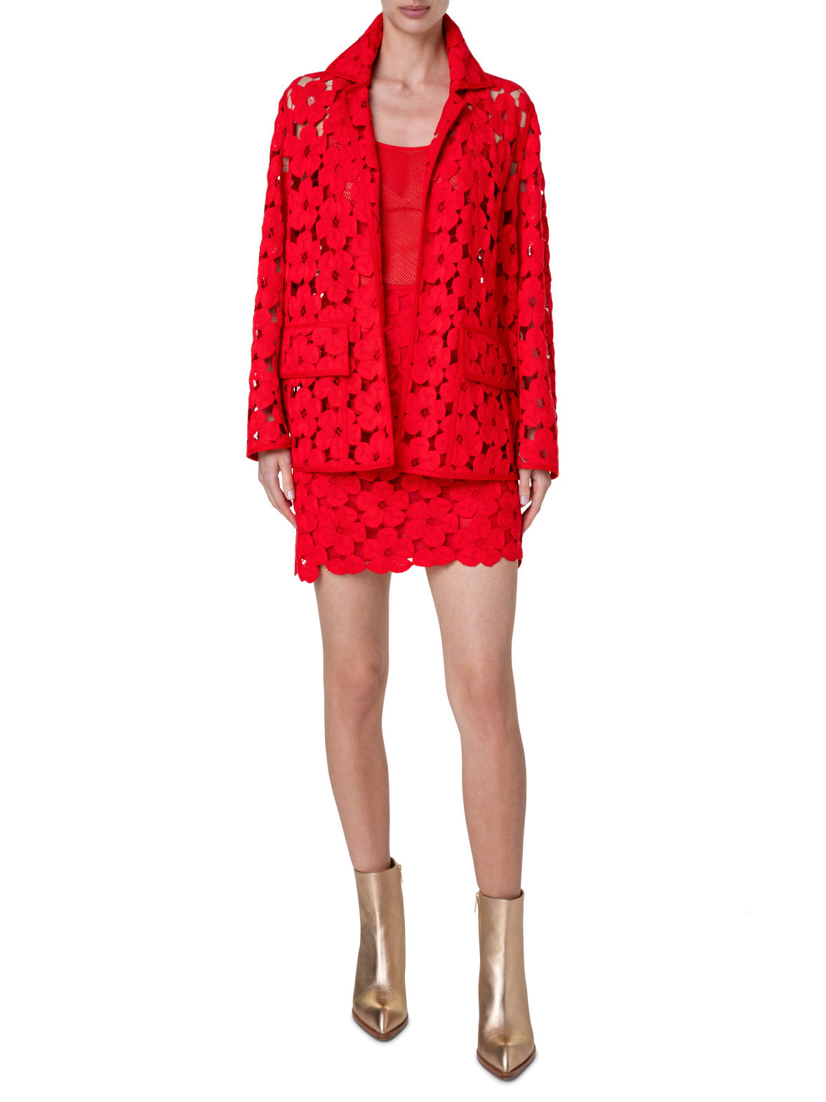 Silk Mesh Knit Tank - red