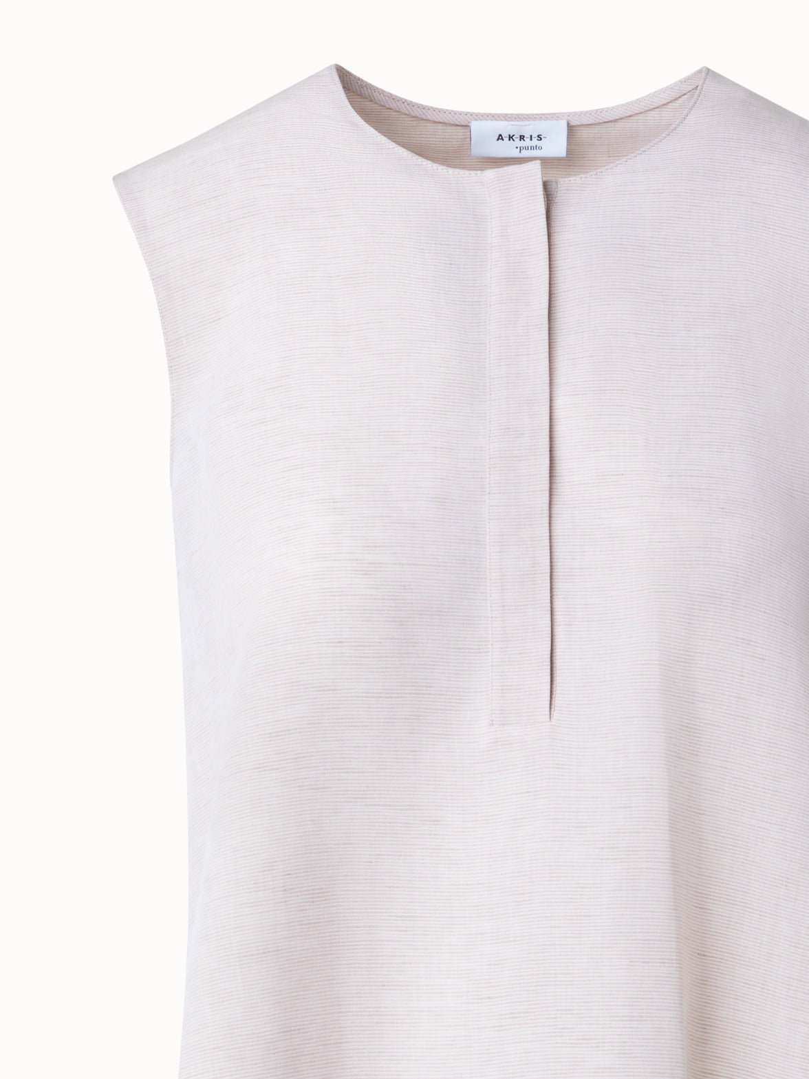 Sleevless Tunic Blouse in Stretch Linen - beige