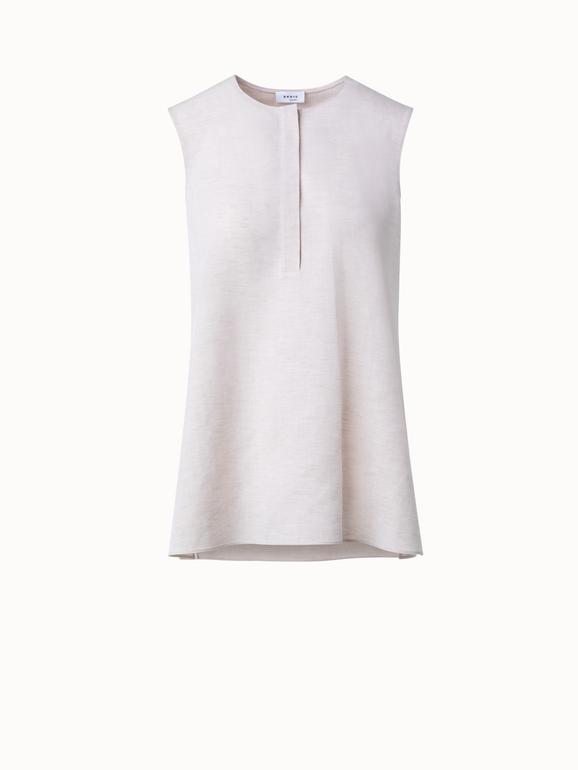 Sleevless Tunic Blouse in Stretch Linen - beige