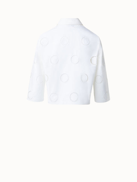 Cotton A-Line Blouse with Circle Embroidery