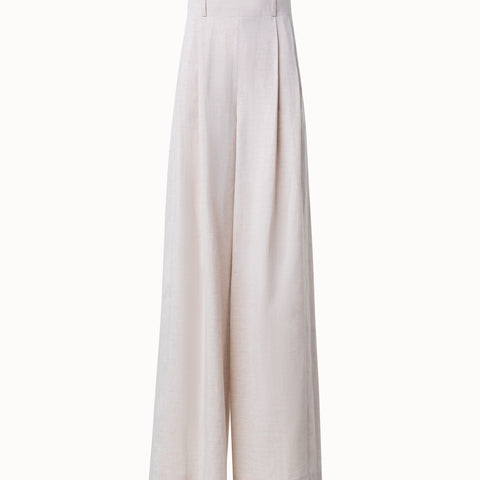 Extra Weite Plissierte Hose aus Leinen-Stretch