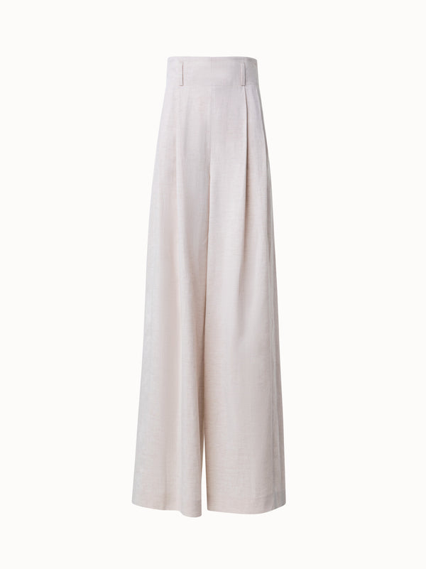 High Waisted XL Wide Leg Pants in Stretch Linen - beige