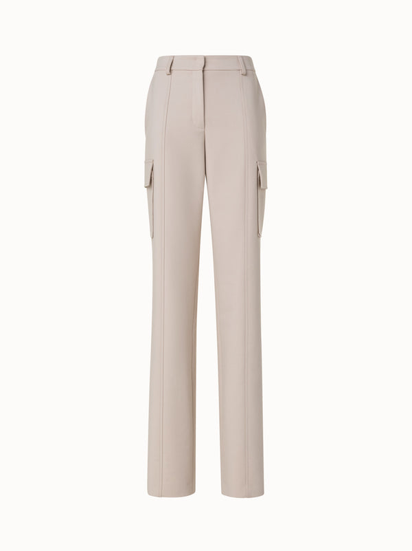 Cotton Double-Face Cargo Pants - beige