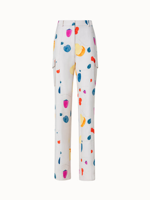 Cotton Silk Double Face Cargo Pant with Fruits Print