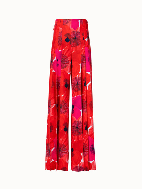 Wide Pleated Pant with Poppy Print