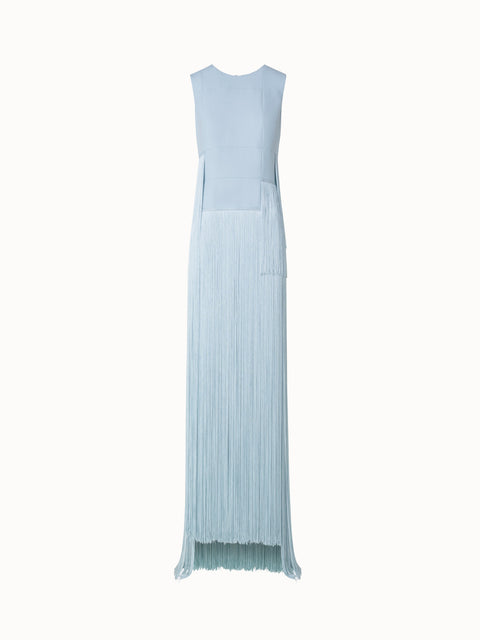 Long Silk Gown with Assymetrical Fringes