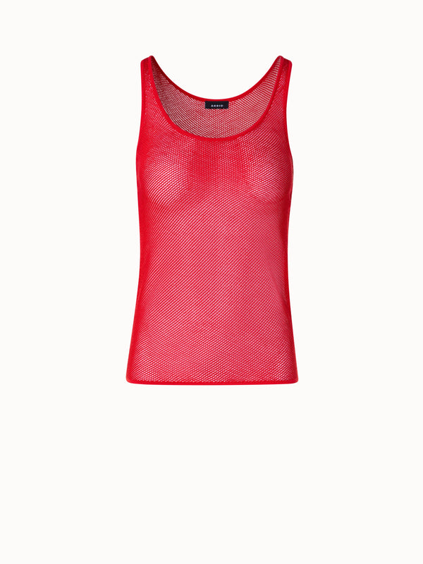 Silk Mesh Knit Tank - red