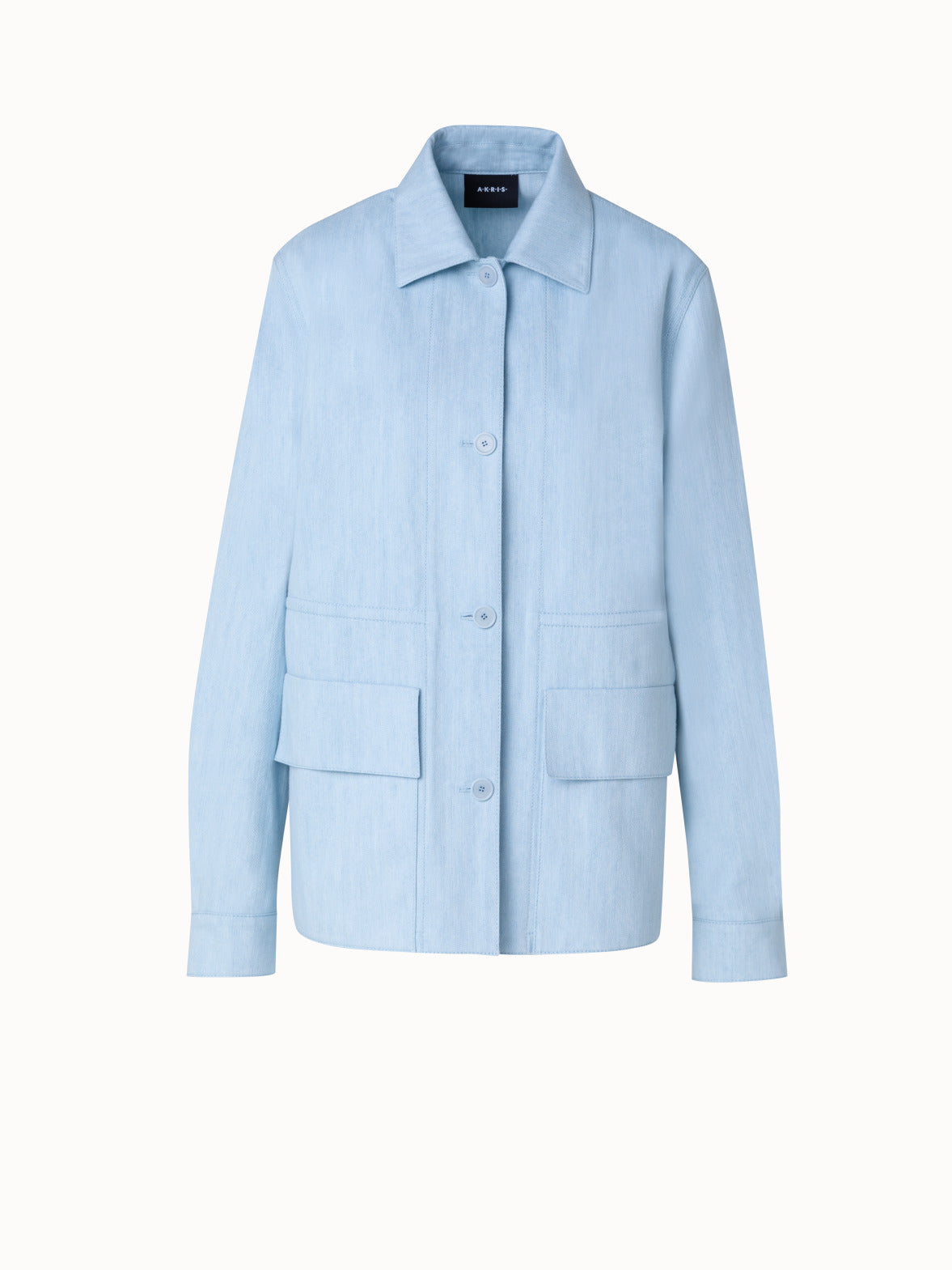 Cotton Denim Oversize Shirt Jacket - blue