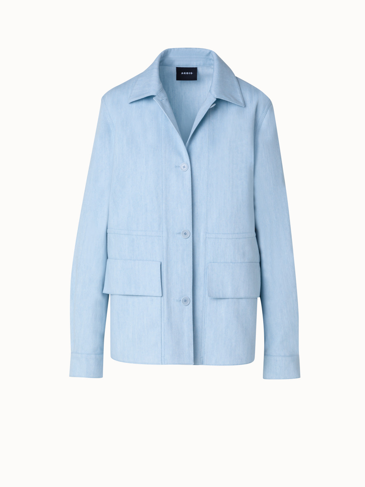 Cotton Denim Oversize Shirt Jacket - blue