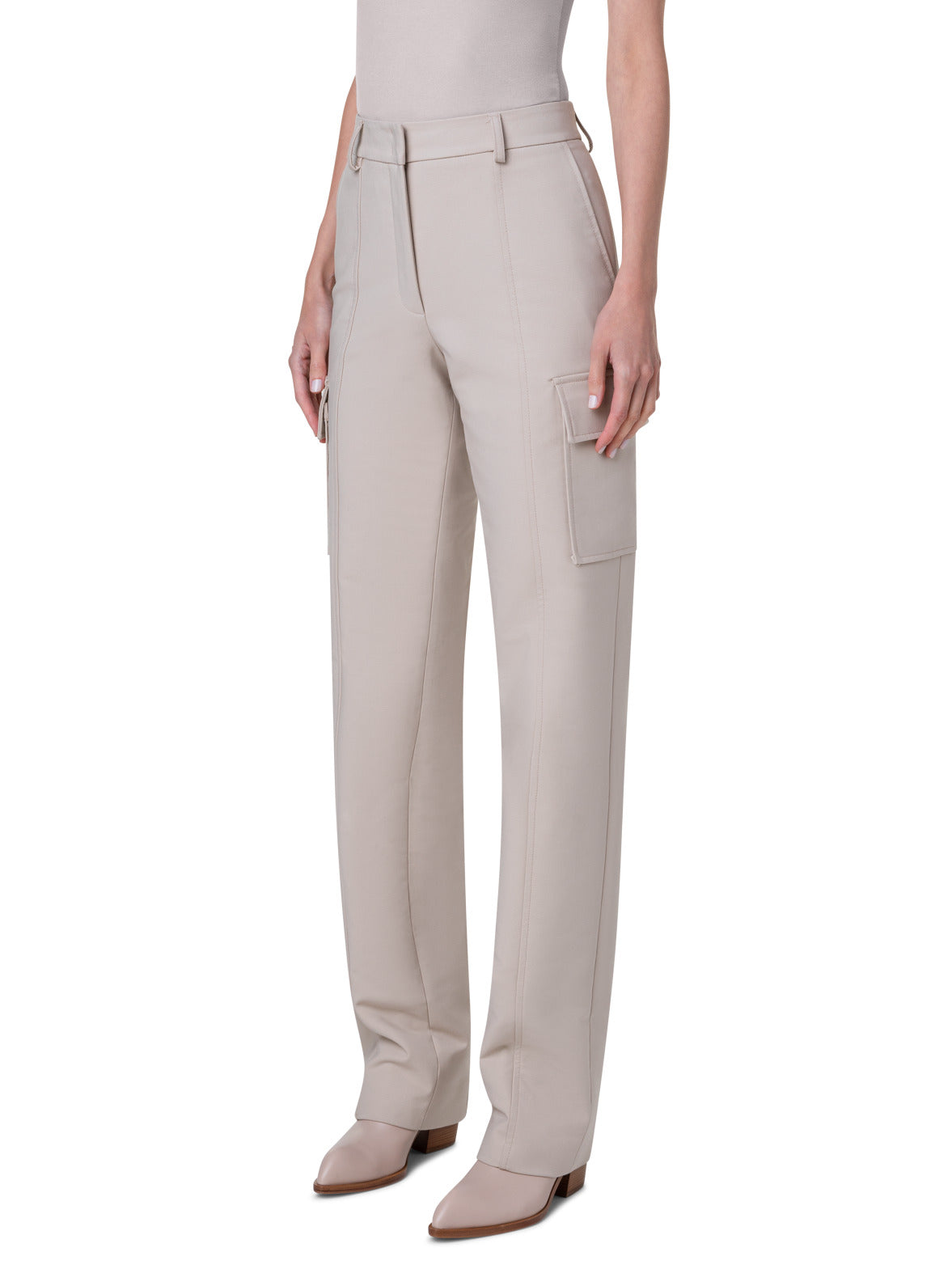 Cotton Double-Face Cargo Pants - beige
