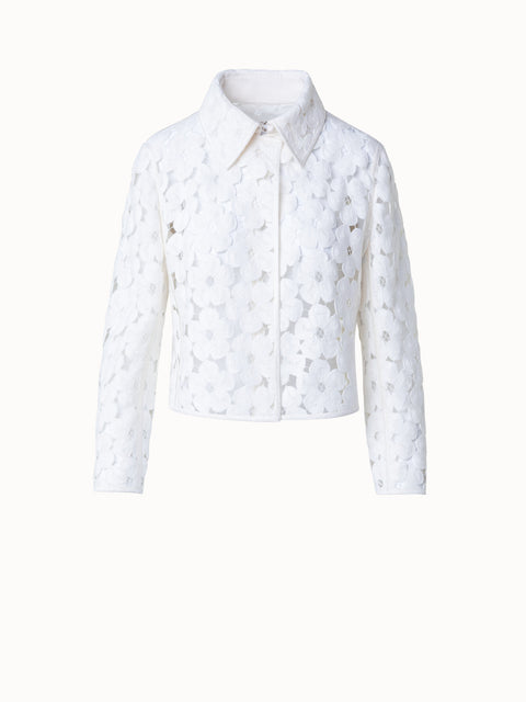 Short Jacket with Allover Anemone Embroidery