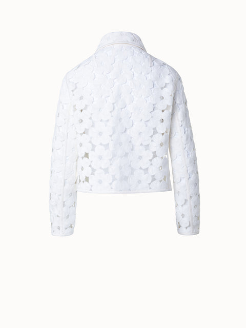 Short Jacket with Allover Anemone Embroidery