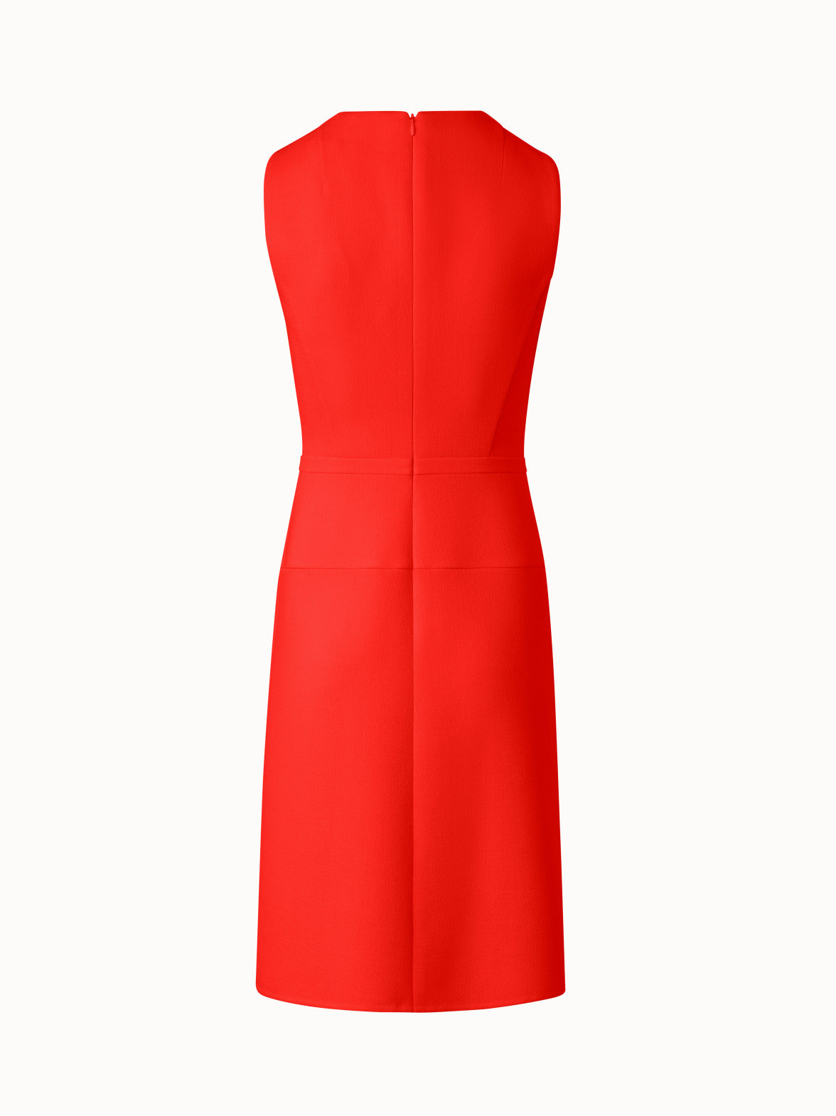 Wool Crêpe Double-Face Sheath Dress with A-Line Skirt - red