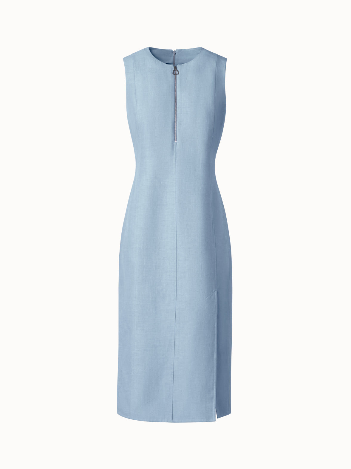 Fitted Cotton Silk Double-Face Sheath Dress - blue
