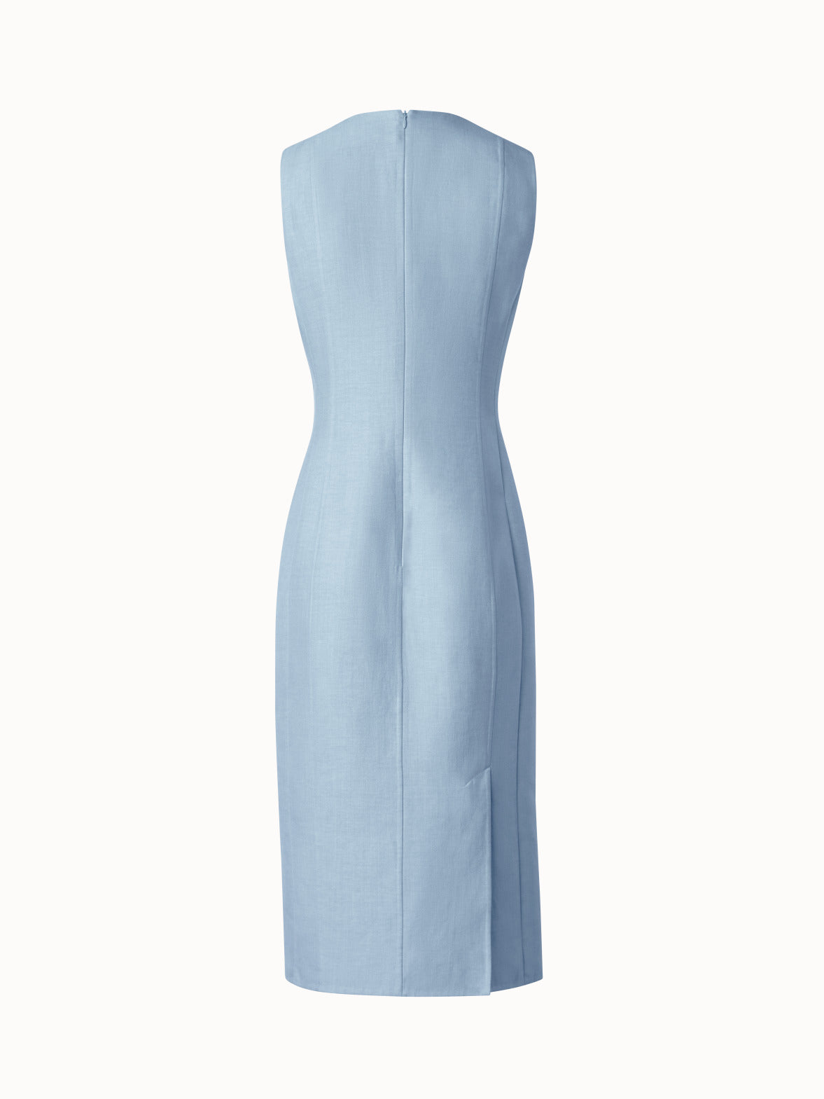 Fitted Cotton Silk Double-Face Sheath Dress - blue