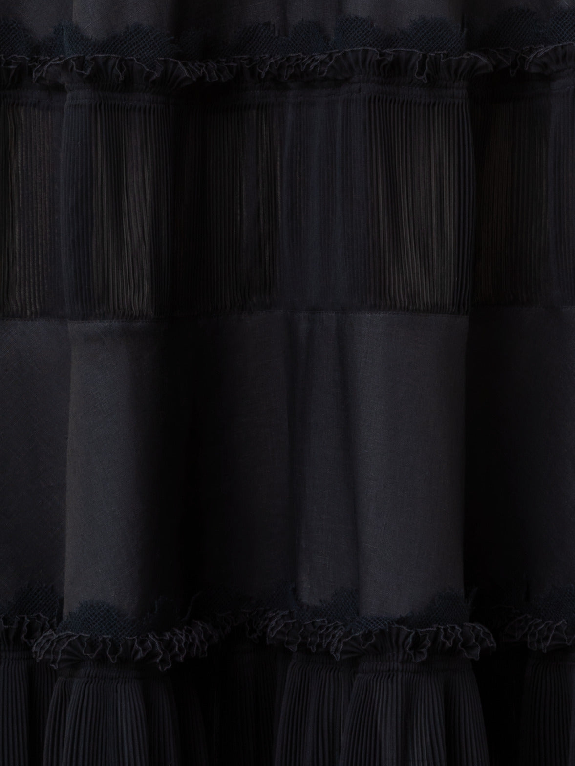 Long Silk Crêpe Dress with Lace Details - black