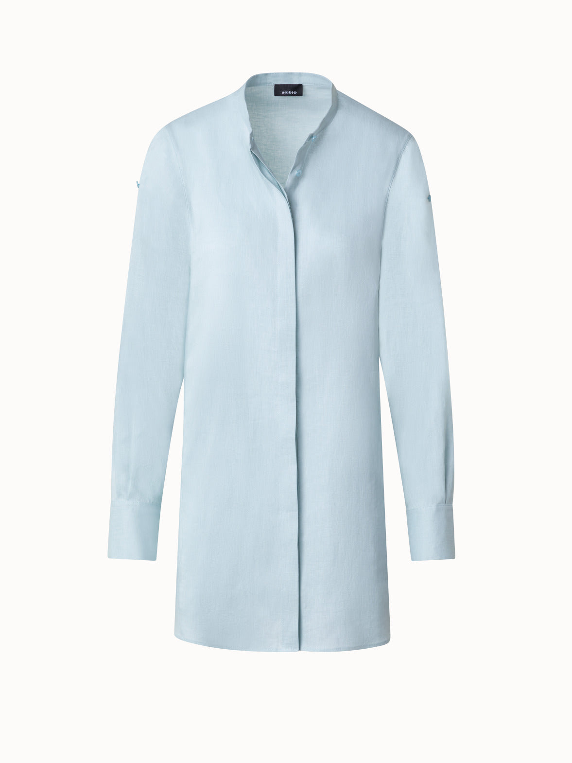 Oversized Linen Tunic Blouse - blue