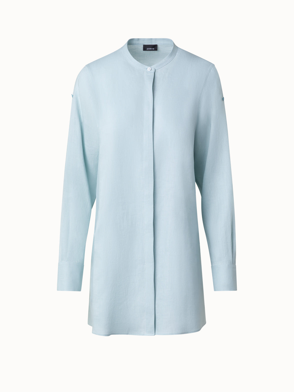 Oversized Linen Tunic Blouse - blue